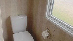 Un bagno piccolo e compatto con il water e una finestra.