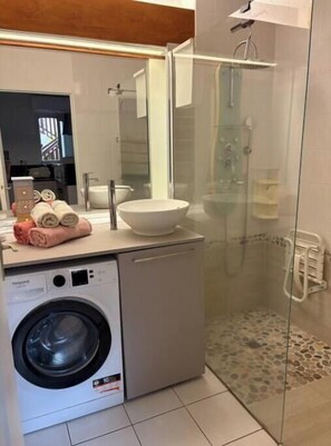 Shower, hair dryer, towels, toilet paper - Cosy Cap Paradis 974 apartment 8 minutes from the lagoon. Ideal for a couple. (Saint-Paul)