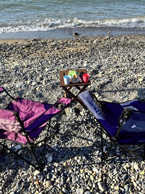 Stacaravan, 1 slaapkamer, balkon, uitzicht op tuin | Strand