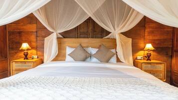 Villa Deluxe, 1 chambre, patio, vue sur la piscine | Bureau, literie fournie