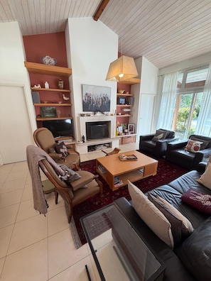 TV, fireplace