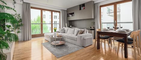 Comfort Apartment, Balcony, City View | Living area | 40-inch Smart TV with digital channels, Netflix, streaming services