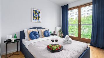 Comfort-lejlighed - balkon - byudsigt | Premium-sengetøj, individuel indretning, mørklægningsgardiner