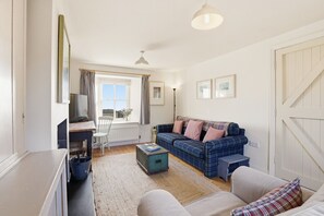 TV, fireplace, books, stereo - 5 Courtyard Cottages - North East Escapes (Embleton)