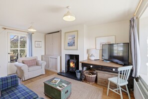 TV, fireplace, books, stereo - 5 Courtyard Cottages - North East Escapes (Embleton)