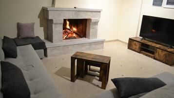Fernseher, Kamin