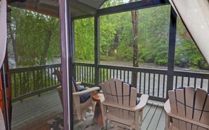Terrace/patio - A River Runs Through It by Chatuge Home Concierge | Private Riverfront · Rustic Luxury Cabin · Fireplace · Deck Views · Kayak & Fish Access (Hayesville)