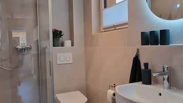 Dusche, Haartrockner, Handtücher