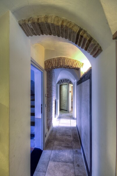 Casa Pisani in a building with garden and swimming pool