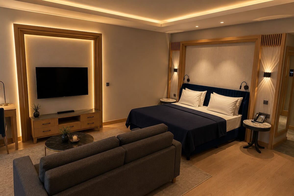 Phòng Suite Junior, quang cảnh thành phố | Bộ đồ giường cao cấp, nệm Select Comfort, bàn
