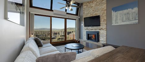 TV, fireplace