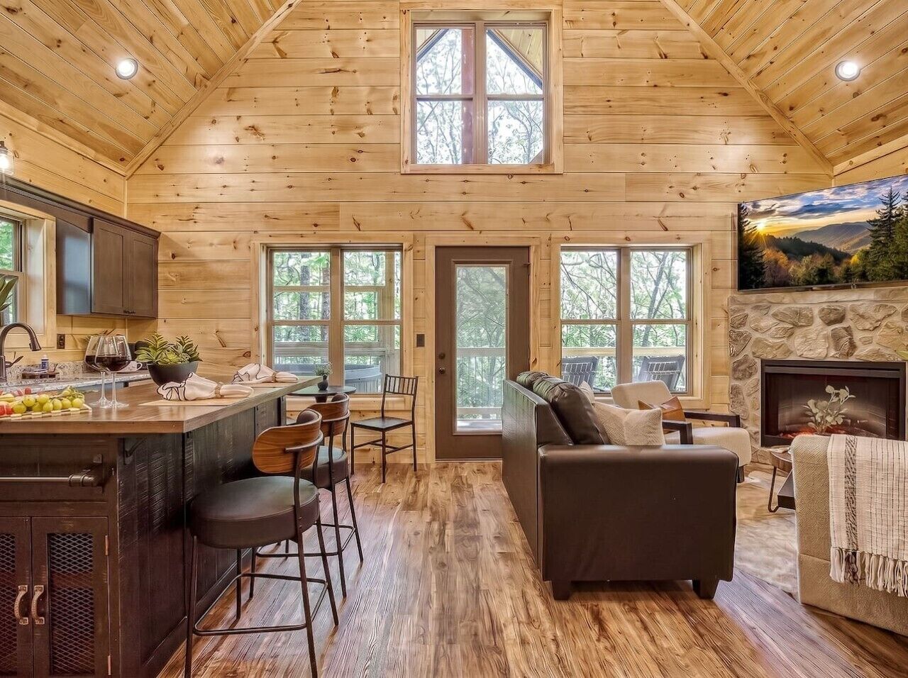 TV, fireplace