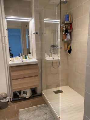 Shower, hair dryer, towels - Elegant A/C Home with Sunny Terrace in Aix Center (Aix-en-Provence)