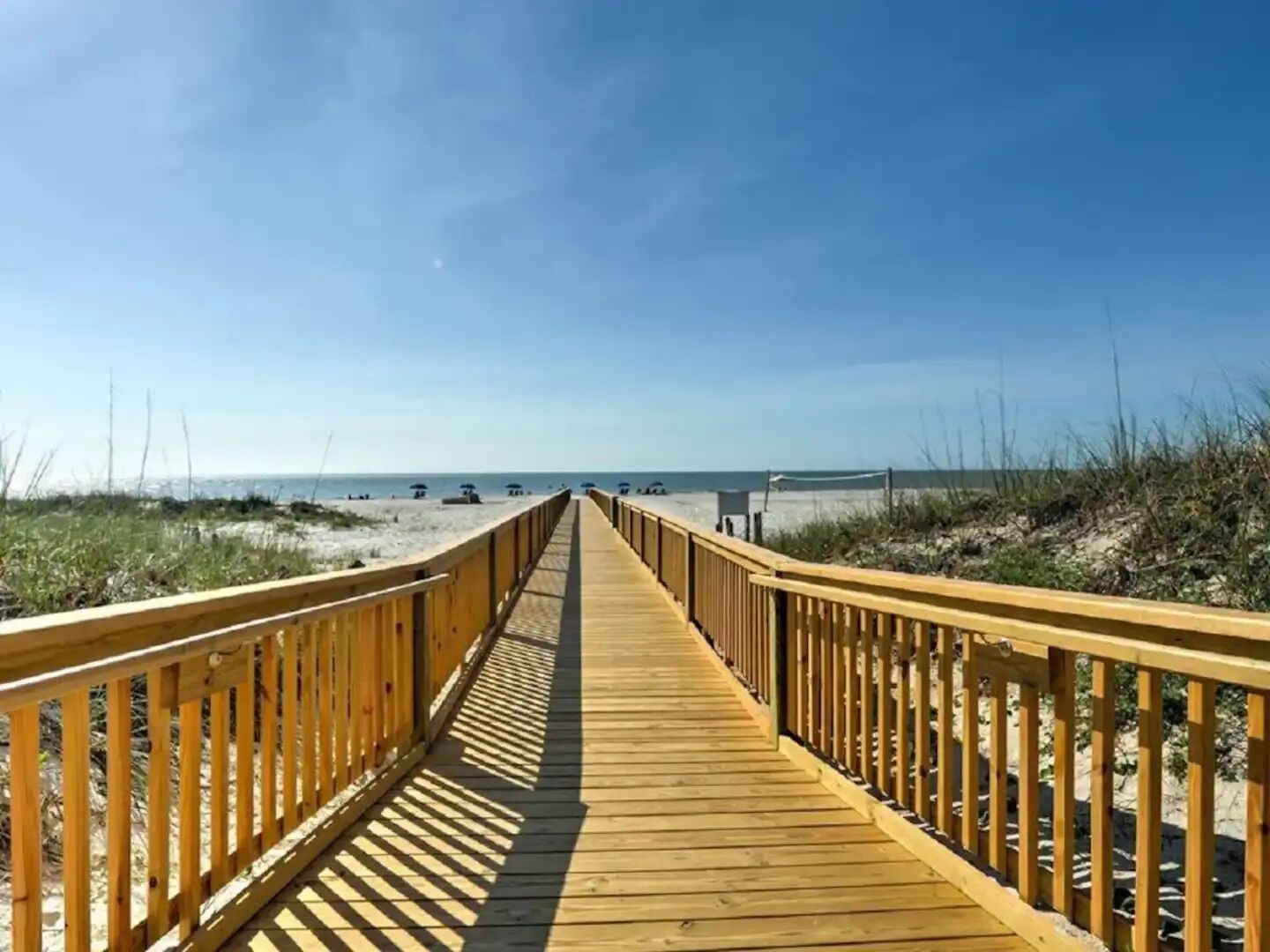 On the beach, sun loungers