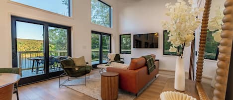 TV, fireplace