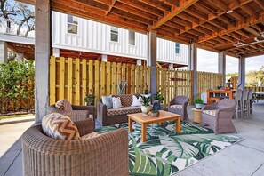 Outdoor dining - New Luxury Beach Home - Heated Pool + Pickleball! (Pass Christian)