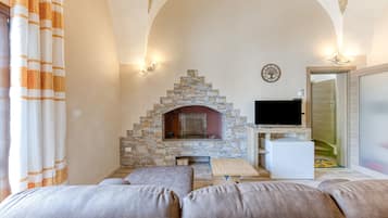 TV, fireplace