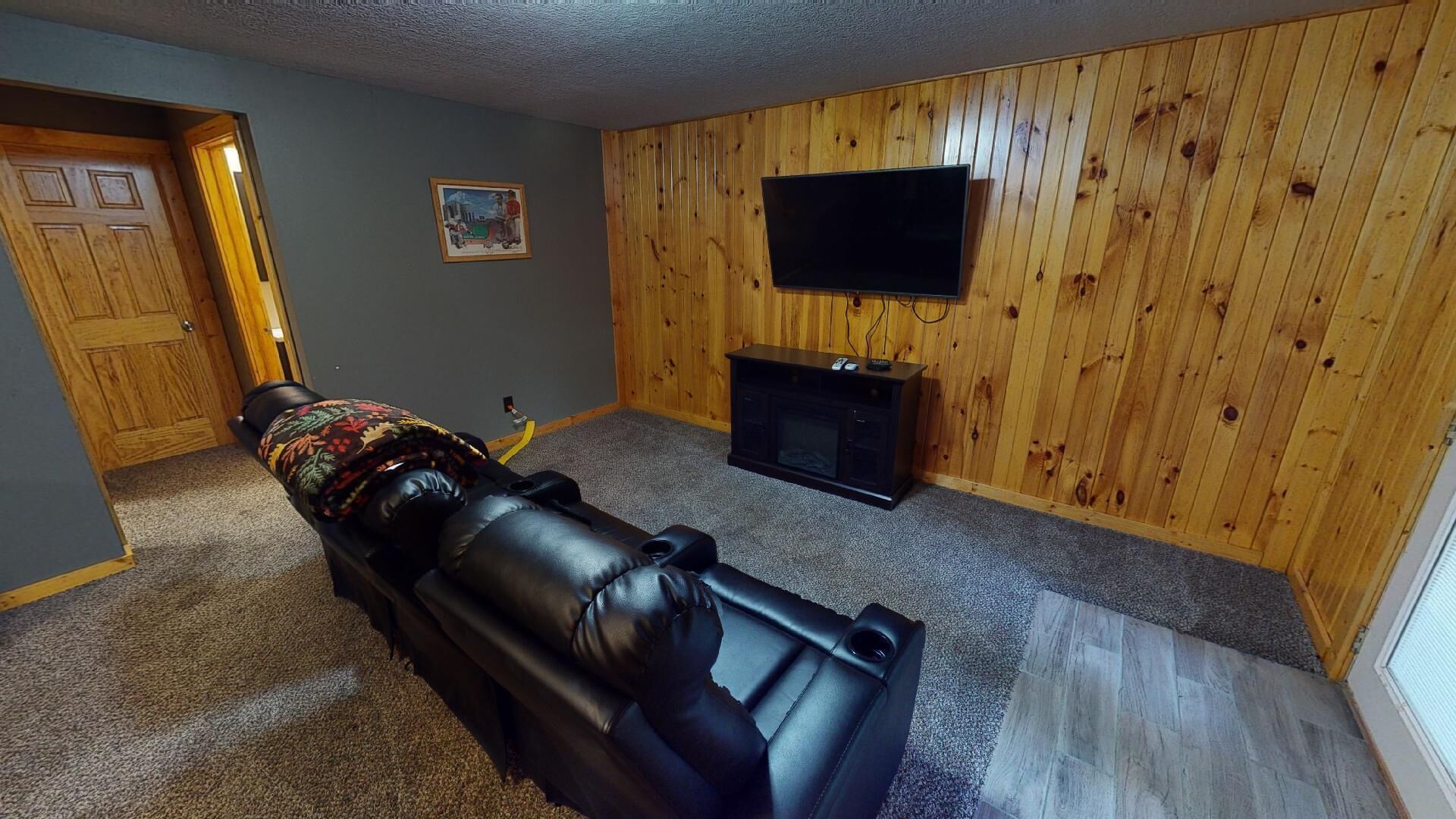TV, fireplace, DVD player, books