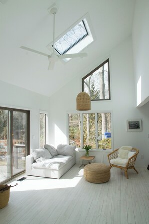 TV, fireplace - Perfect 3-bedroom house with pool on lush treed garden flag lot  in East Hampton (East Hampton)