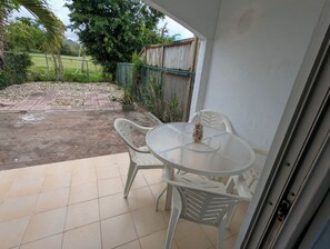 Outdoor dining - 2 bedroom villa in the community of Jolly Harbour, North Finger with AC (Jolly Harbour)