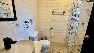 Habitación Deluxe | Baño | Ducha, toallas, jabón y papel higiénico