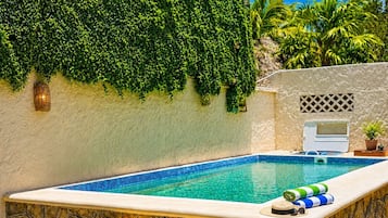Outdoor pool, pool loungers