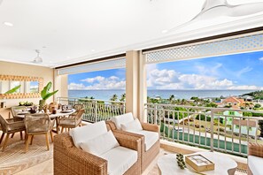 Outdoor dining - A beautifully appointed 2-bdrm, 2-bath resort villa atop Barbados’ most celebrated cliffside, w/ panoramic ocean views & designer interiors. Dedicated concierge service & complimentary airport transfers. (St. Philip)