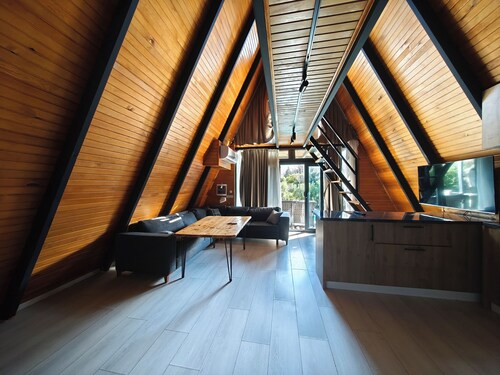 Cozy 2-bedroom and a living room bungalow in serene Antalya with AC
