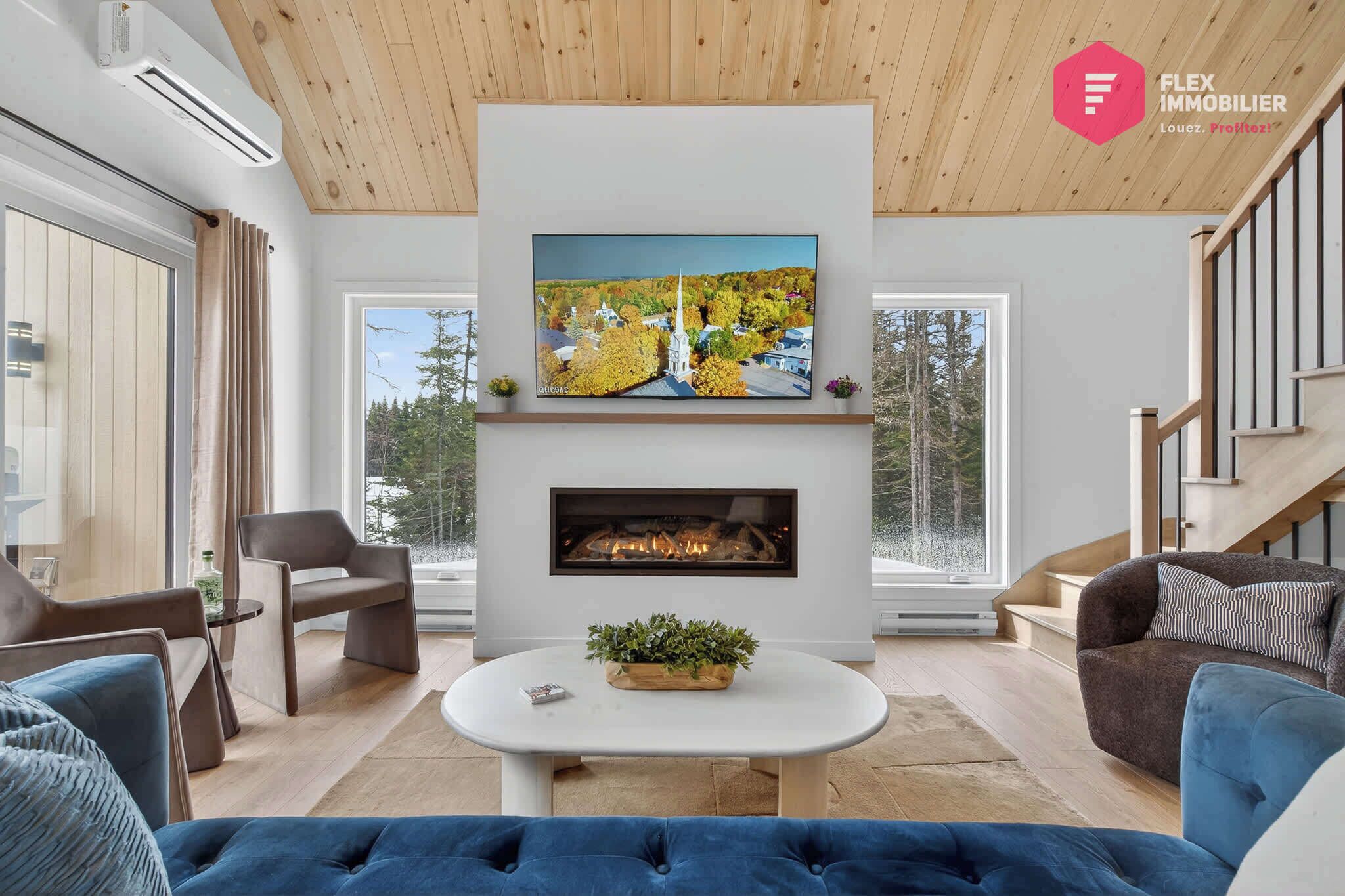 Smart TV, fireplace, table football