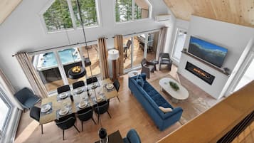 Smart TV, fireplace, table football