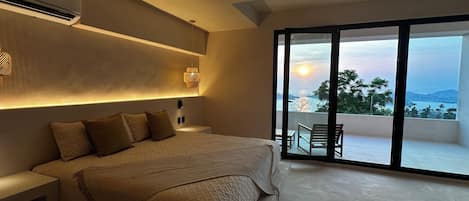 Loft luxo, sacada, vista para a baía | Cofres nos quartos, espaço de trabalho para notebook, cortinas blackout