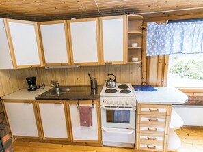 Fridge, microwave, cookware/dishes/utensils