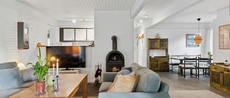 Smart TV y chimenea