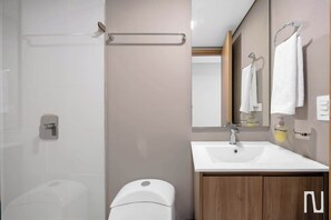 Studio, 1 Tempat Tidur Queen, dapur, pemandangan kota (Basilea 402) | Kamar mandi