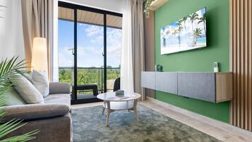 Apartment, 1 King-Bett und Schlafsofa, Poolzugang (The Towers F210) | Wohnbereich