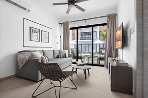 House, 1 Queen Bed with Sofa bed, Pool Access, Pool View (Unique E-108) | Living area - NOK Perfect 1 BR by Vistacana Rentals (Punta Cana)