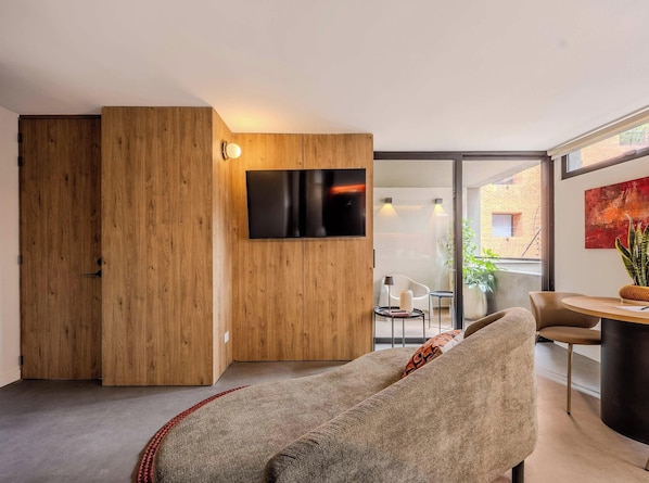 Apartment, Multiple Beds, Patio, City View (Gardens B202 + 203) | Living area - NOK Elegant 3BR Stay With Balcony at Bogota (Bogotá)
