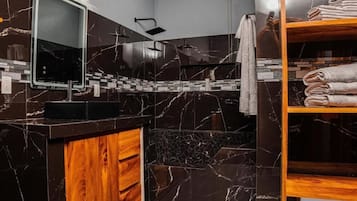 Bathroom | Shower, hair dryer, towels, soap