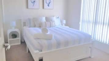 Iron/ironing board, travel crib, WiFi, bed sheets