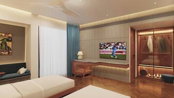 Executive Twin Room | Desk, laptop workspace, blackout drapes, iron/ironing board