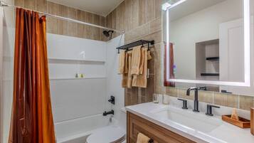Hair dryer, soap, shampoo