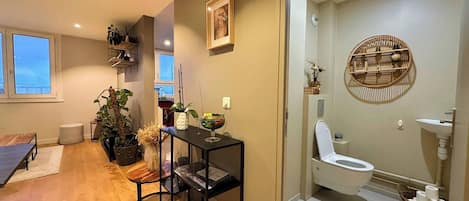 Shower, hair dryer