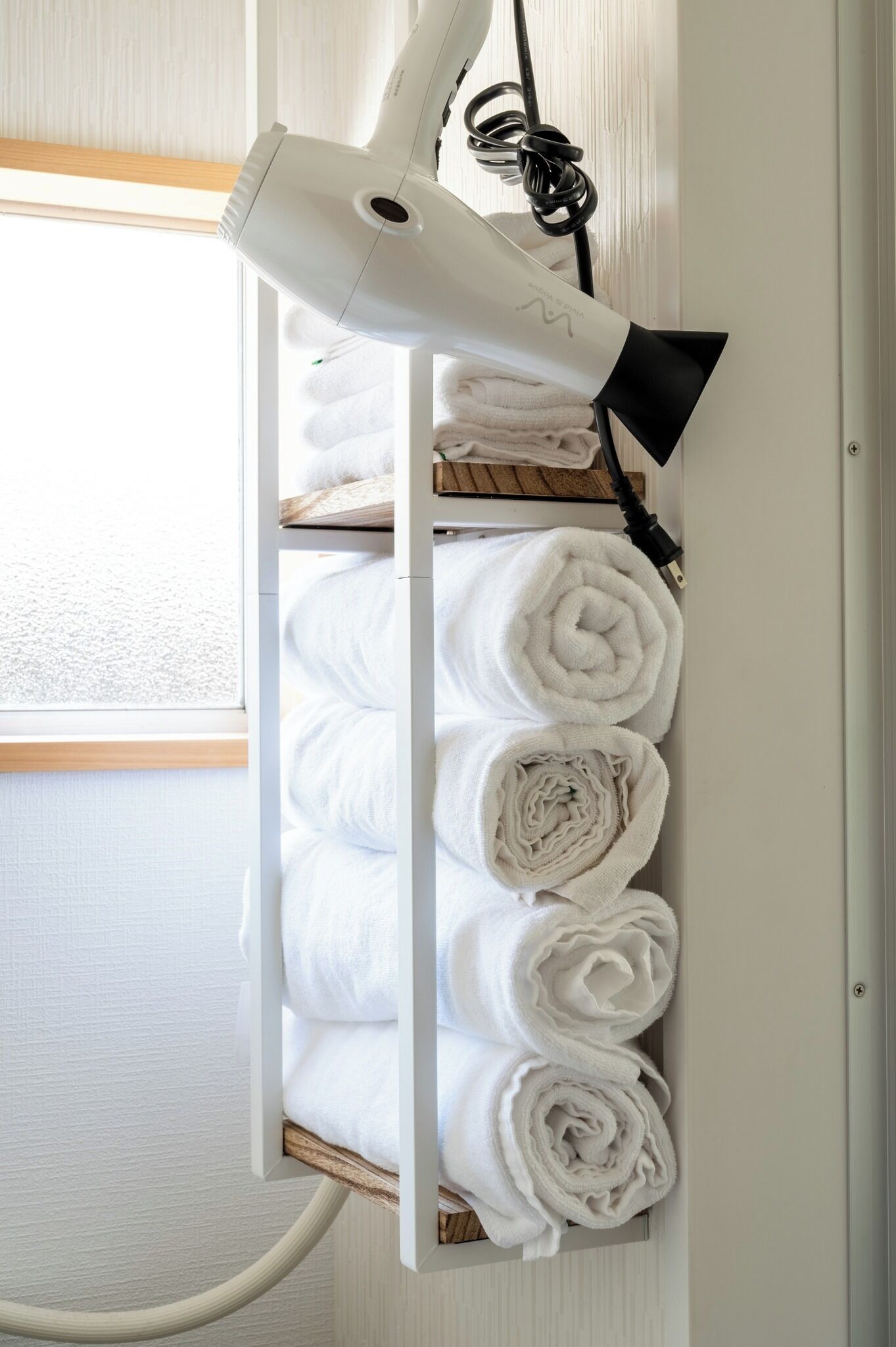 Hair dryer, towels