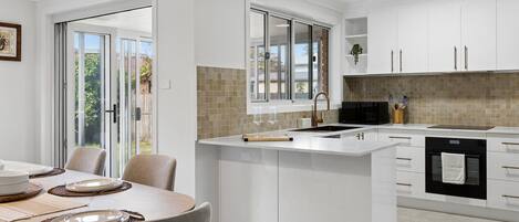 Microwave, oven, stovetop, dishwasher