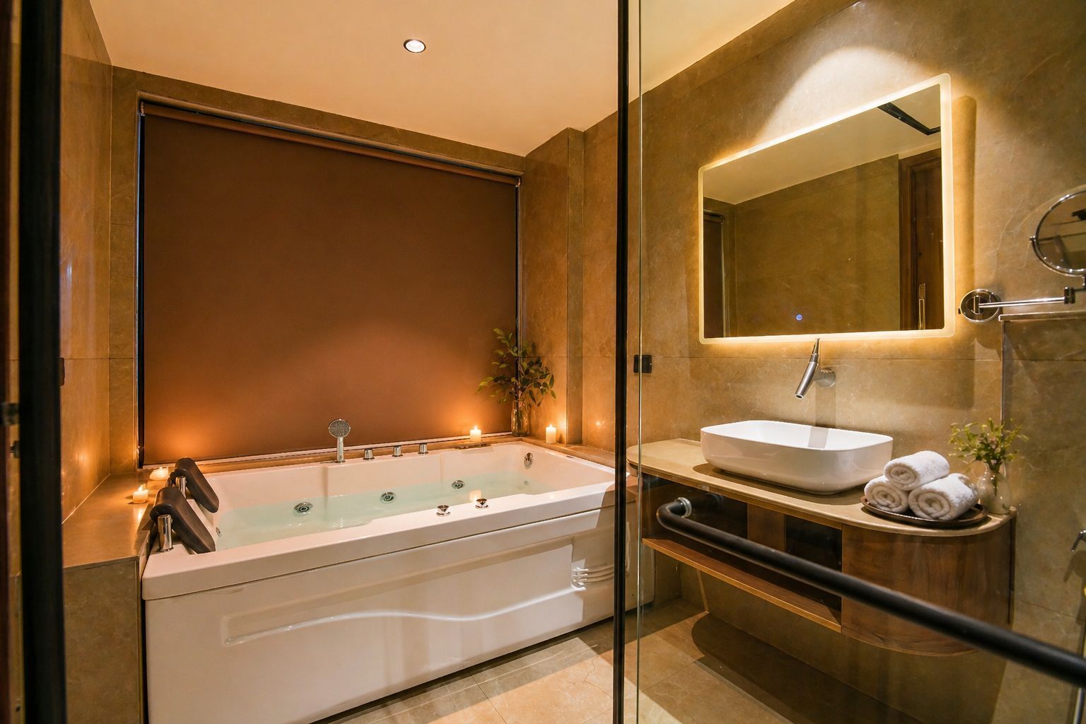 Luxury Room, City View | Bathroom | Slippers, towels, soap, shampoo