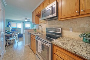 Fridge, microwave, oven, stovetop - Walk to Beach + Boardwalk | Golf Cart Zone + Pool Access | Ocean View Efficiency (Port Aransas)