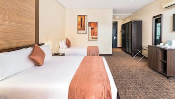 Standard Twin Room, Balcony, City View | In-room safe, desk, laptop workspace, iron/ironing board