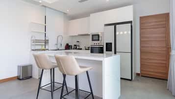 Villa, Private Pool | Private kitchen | Fridge, microwave, oven, dishwasher
