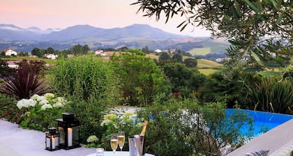 Villa Souraïde with pool, games room and Basque views