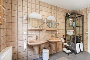 Shower, hair dryer, towels - Studio Apartment 'Business Room Teckblick' with Shared Garden and Wi-Fi (Kirchheim unter Teck)